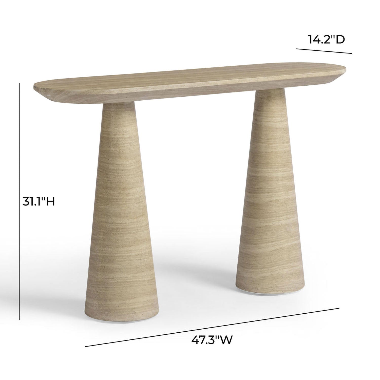 TOV Furniture Sandra Faux Travertine Indoor/Outdoor Console Table