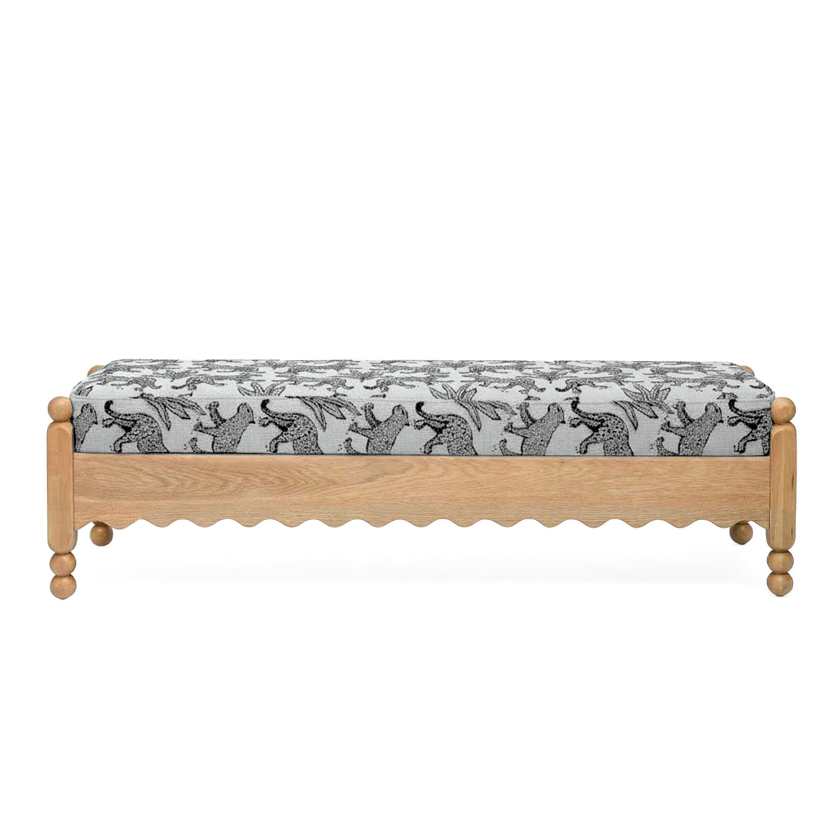 TOV Furniture Thelma 56" Leopard Performance Jacquard Bench in Cream Jacquard, primary product view