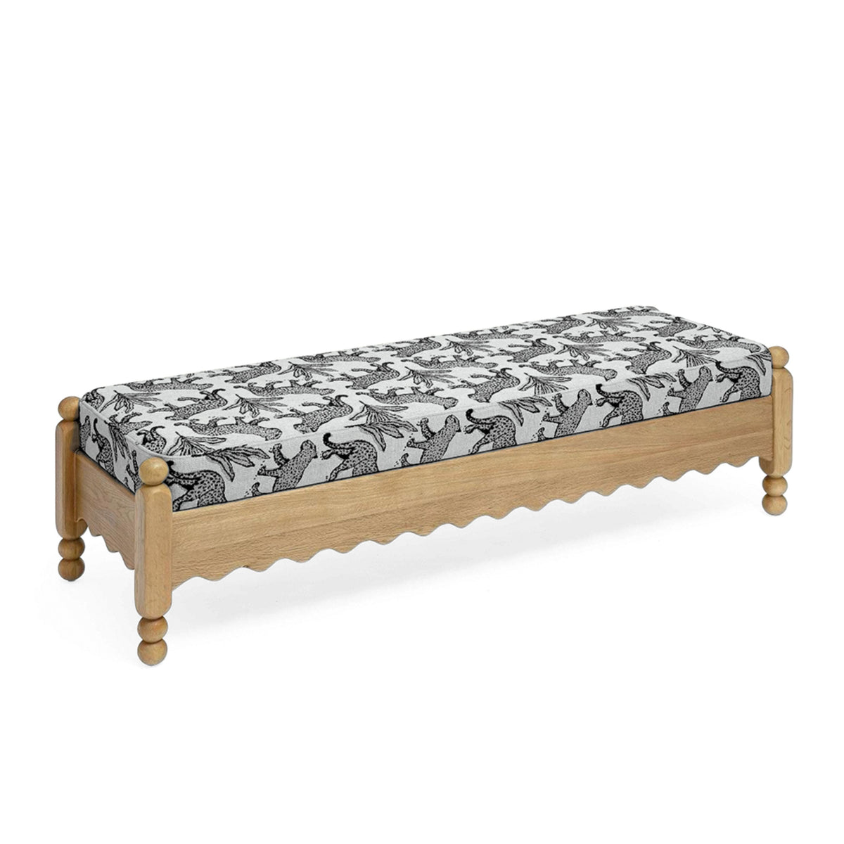 TOV Furniture Thelma Cream Leopard Performance Jacquard Bench