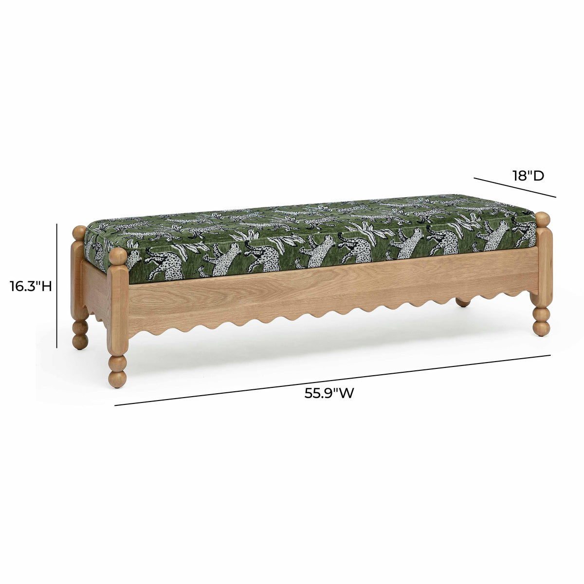 TOV Furniture Thelma Olive Leopard Performance Jacquard Bench
