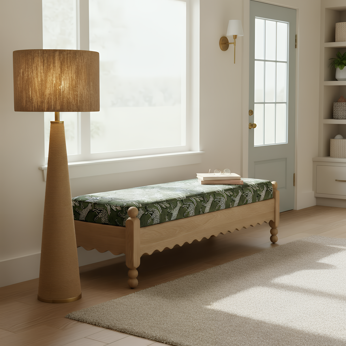 TOV Furniture Thelma Olive Leopard Performance Jacquard Bench