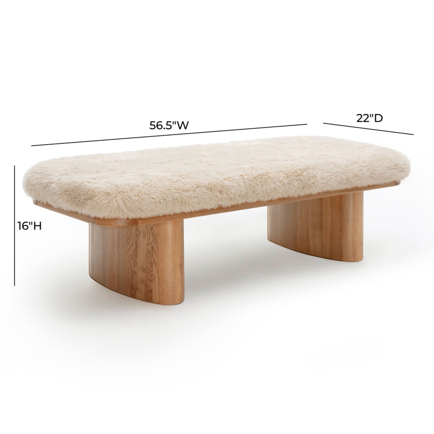 TOV Furniture Ollie vegan shearling straight bench, corner detail (2)