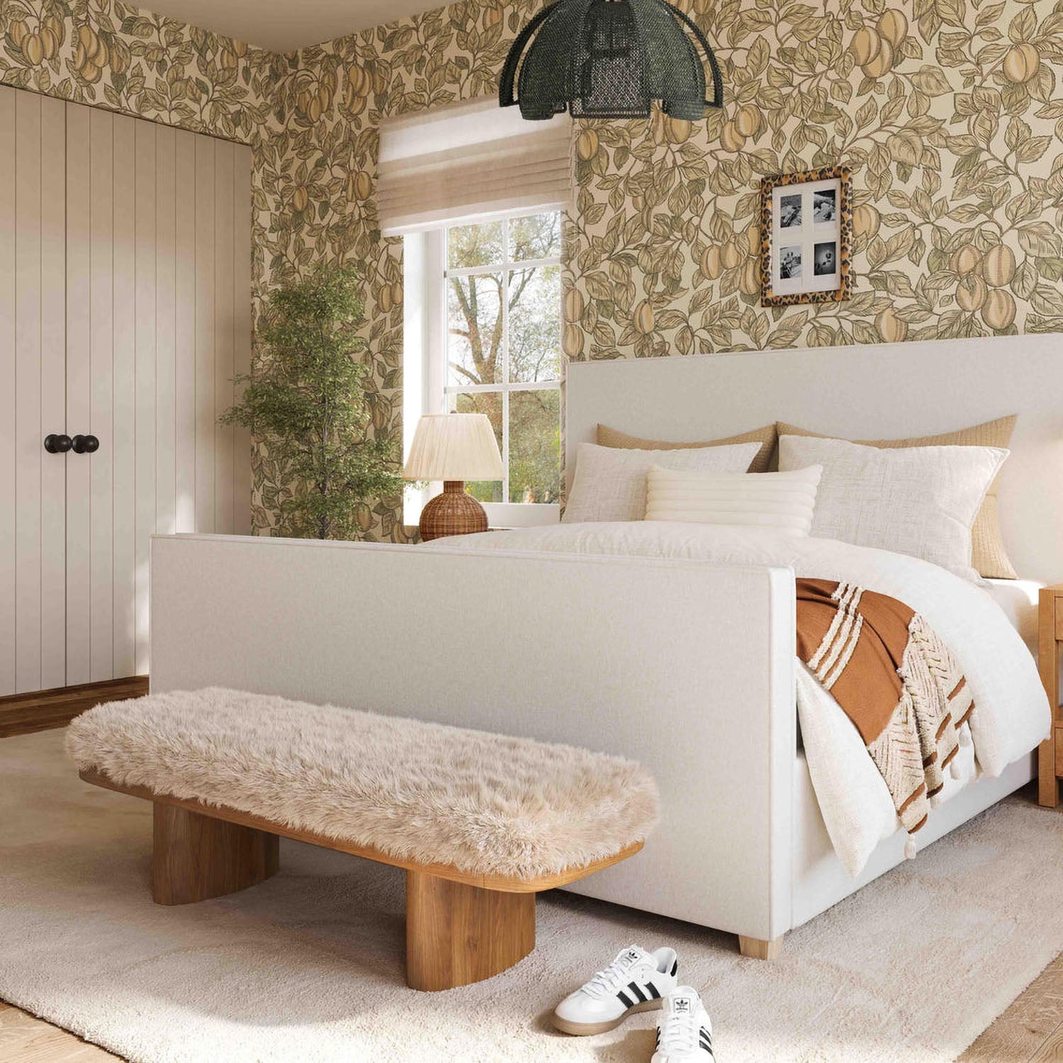 TOV Furniture Ollie Straight Vegan Shearling Bench