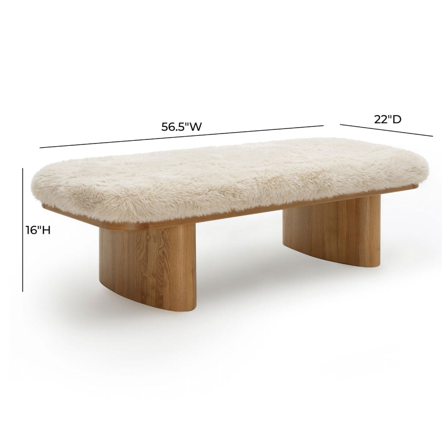 TOV Furniture Ollie Straight Vegan Shearling Bench