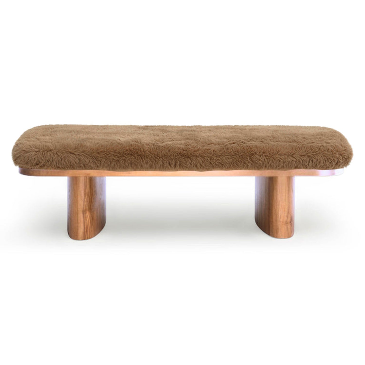 TOV Furniture Ollie vegan shearling straight bench, side profile (3)