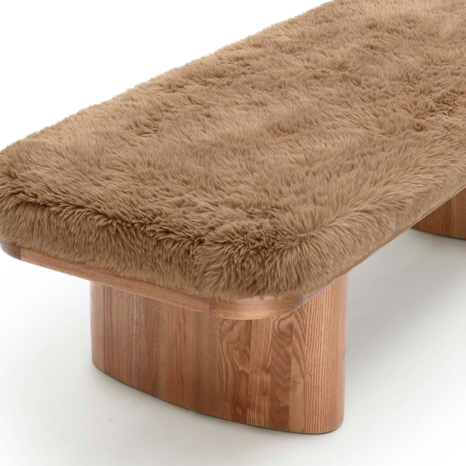 TOV Furniture Ollie vegan shearling straight bench, upholstery texture close-up (3)