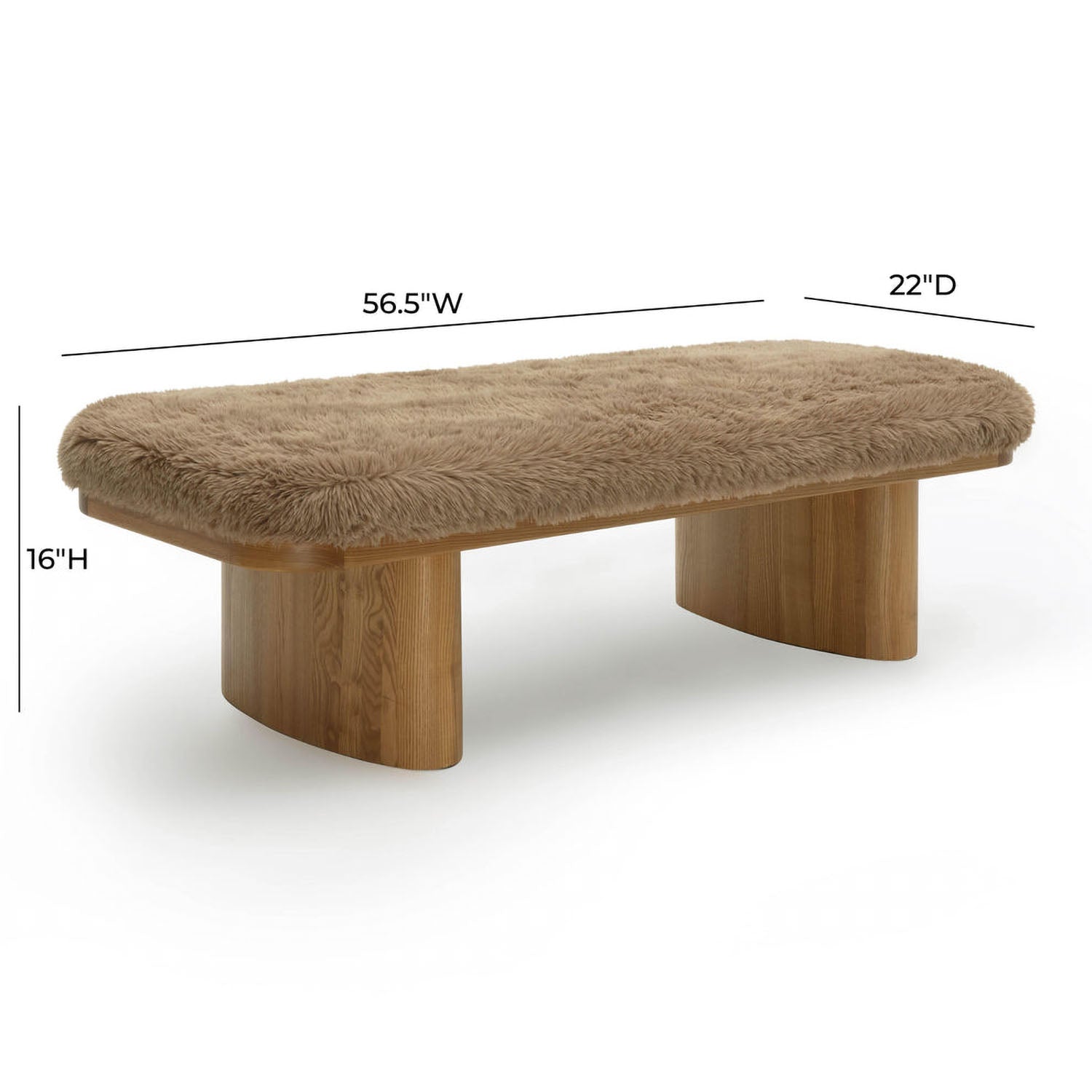 TOV Furniture Ollie Straight Vegan Shearling Bench
