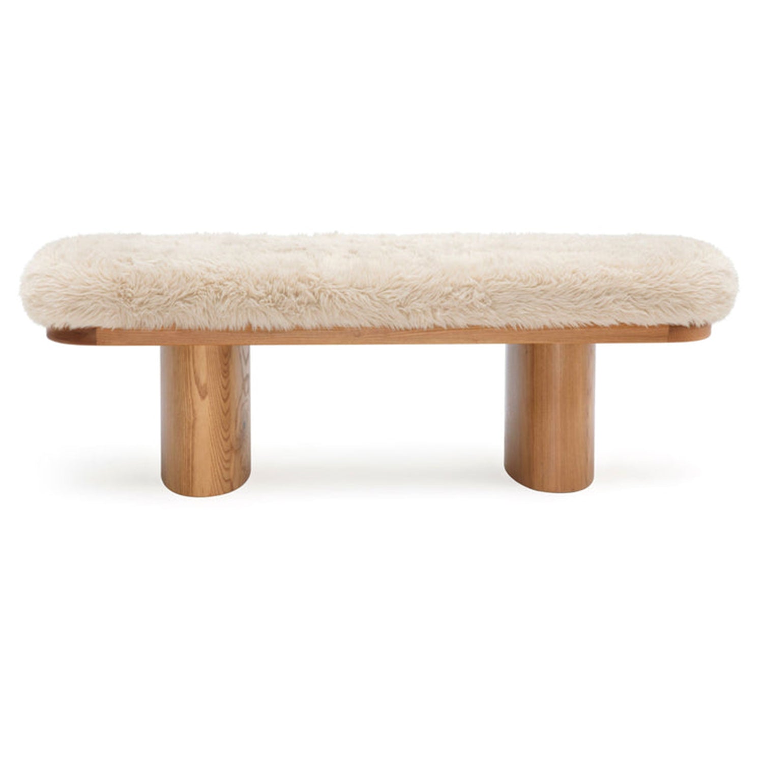 TOV Furniture Ollie vegan shearling straight bench, upholstery texture close-up