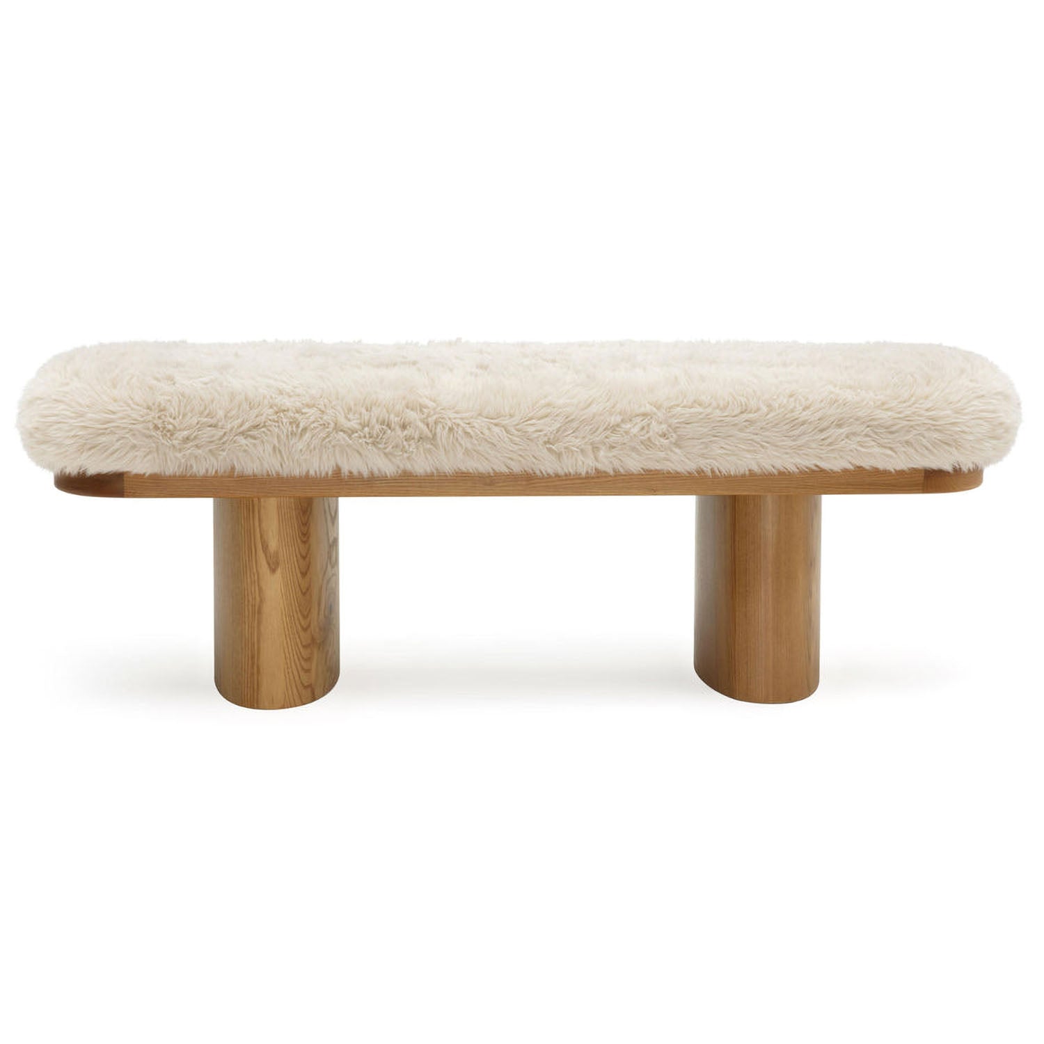 TOV Furniture Ollie Straight Vegan Shearling Bench