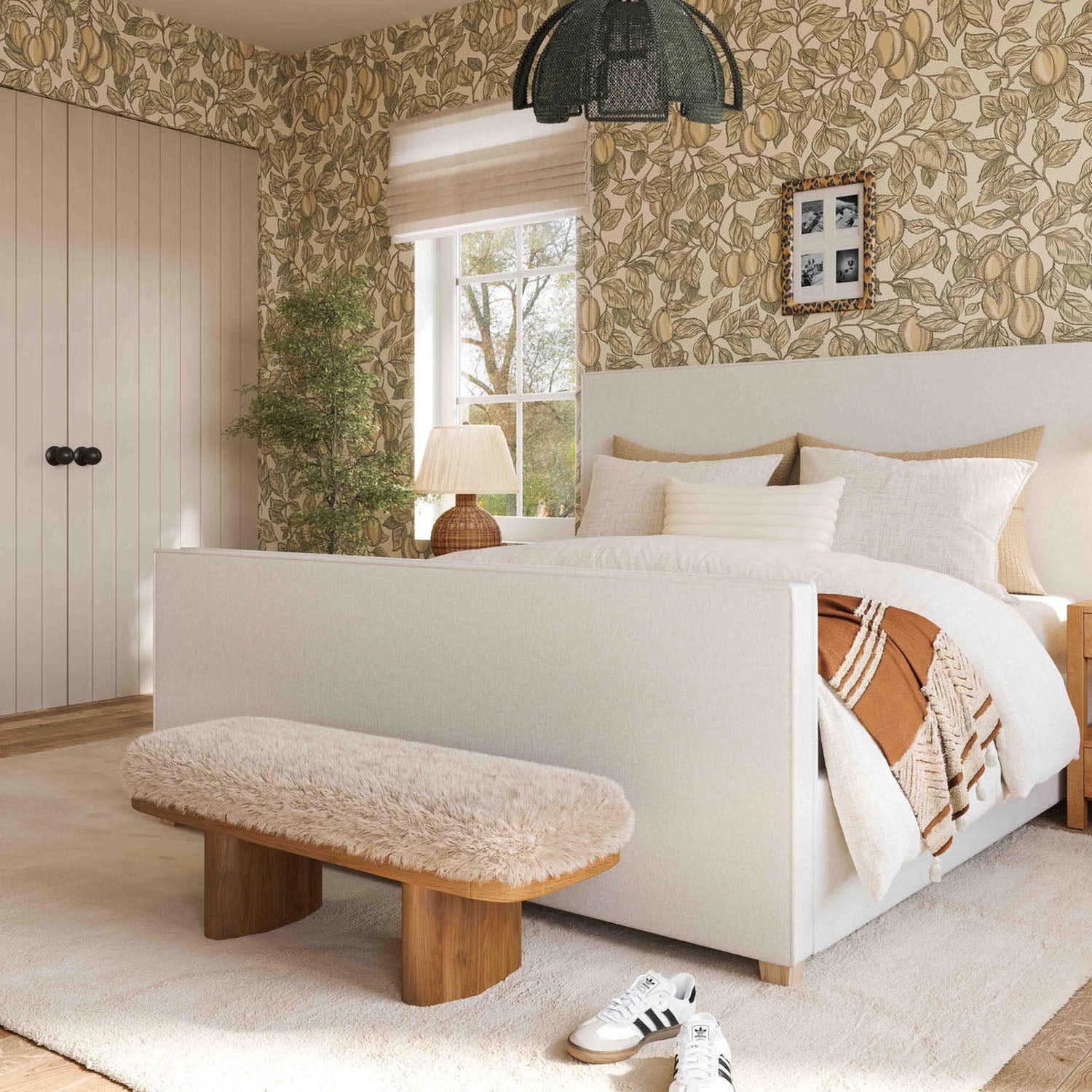 TOV Furniture Ollie Straight Vegan Shearling Bench