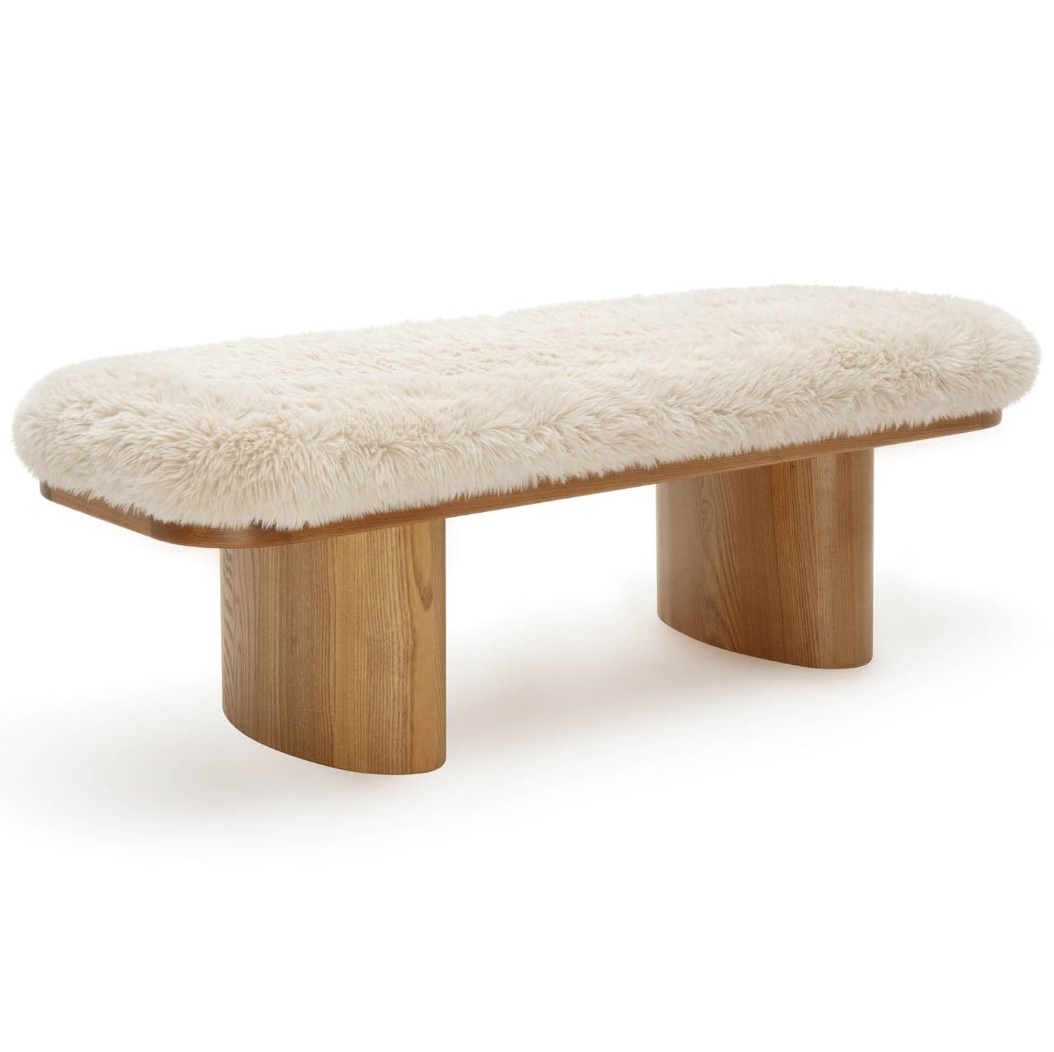 TOV Furniture Ollie Straight Vegan Shearling Bench
