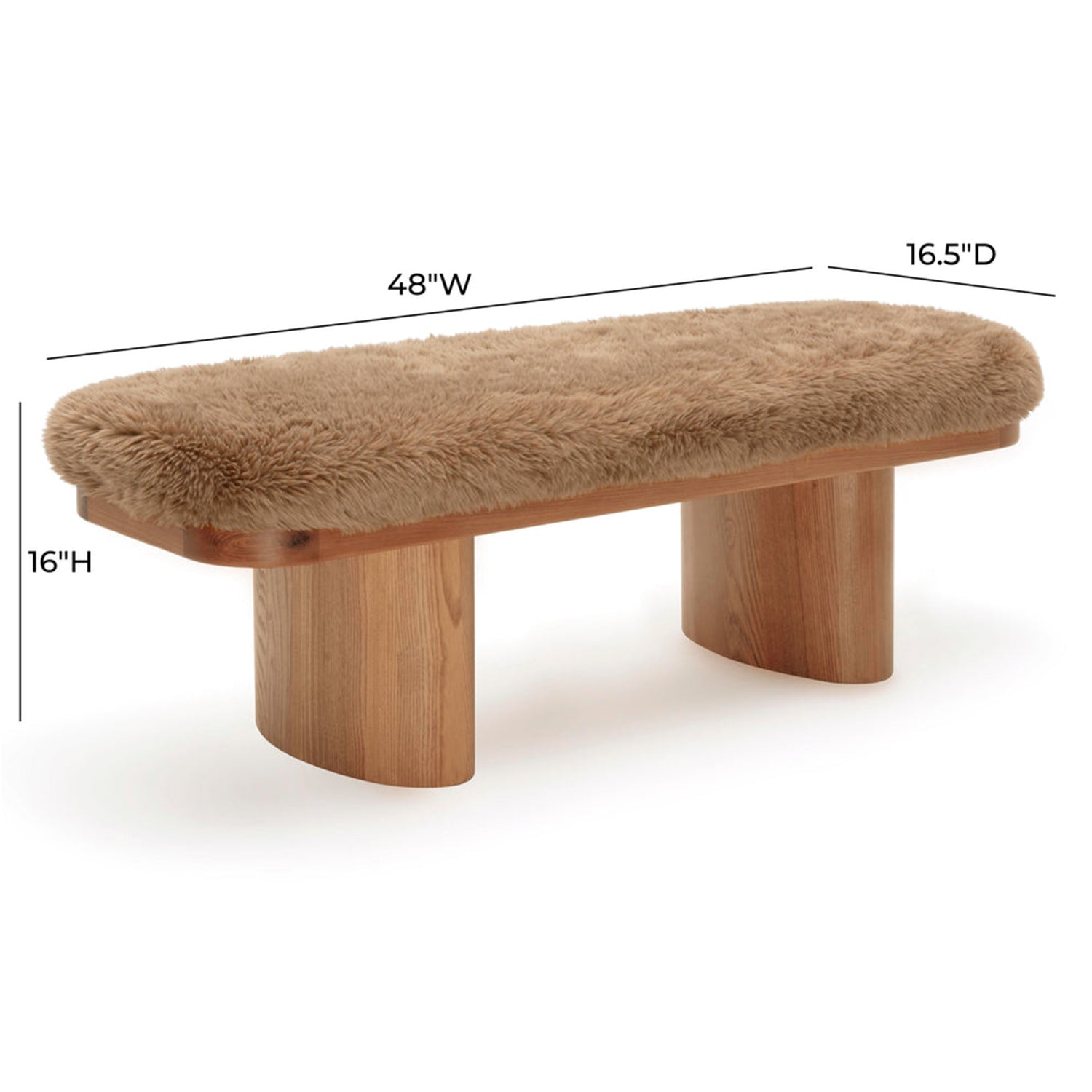 TOV Furniture Ollie vegan shearling straight bench, upholstery texture close-up (2)