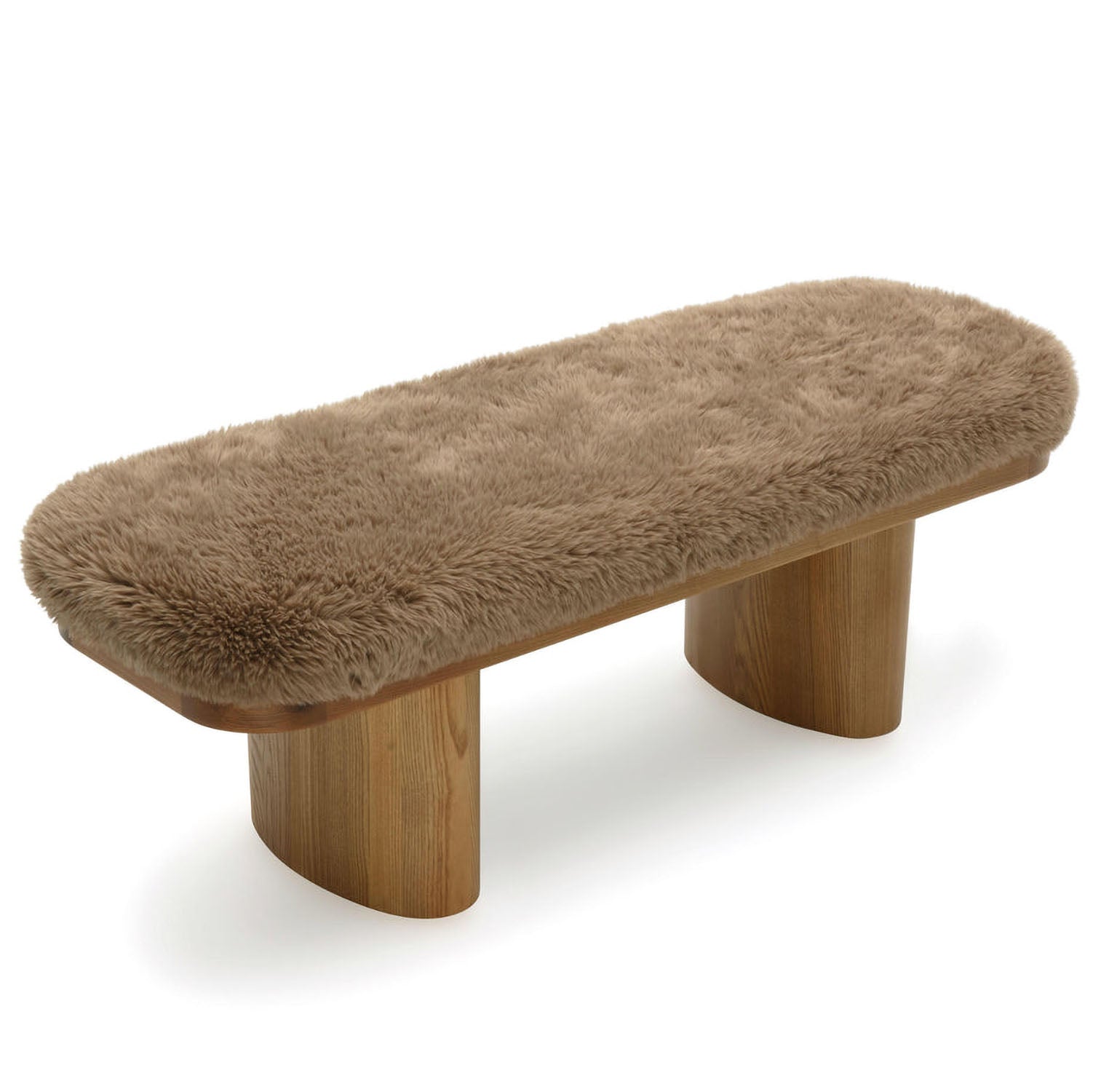 TOV Furniture Ollie Straight Vegan Shearling Bench