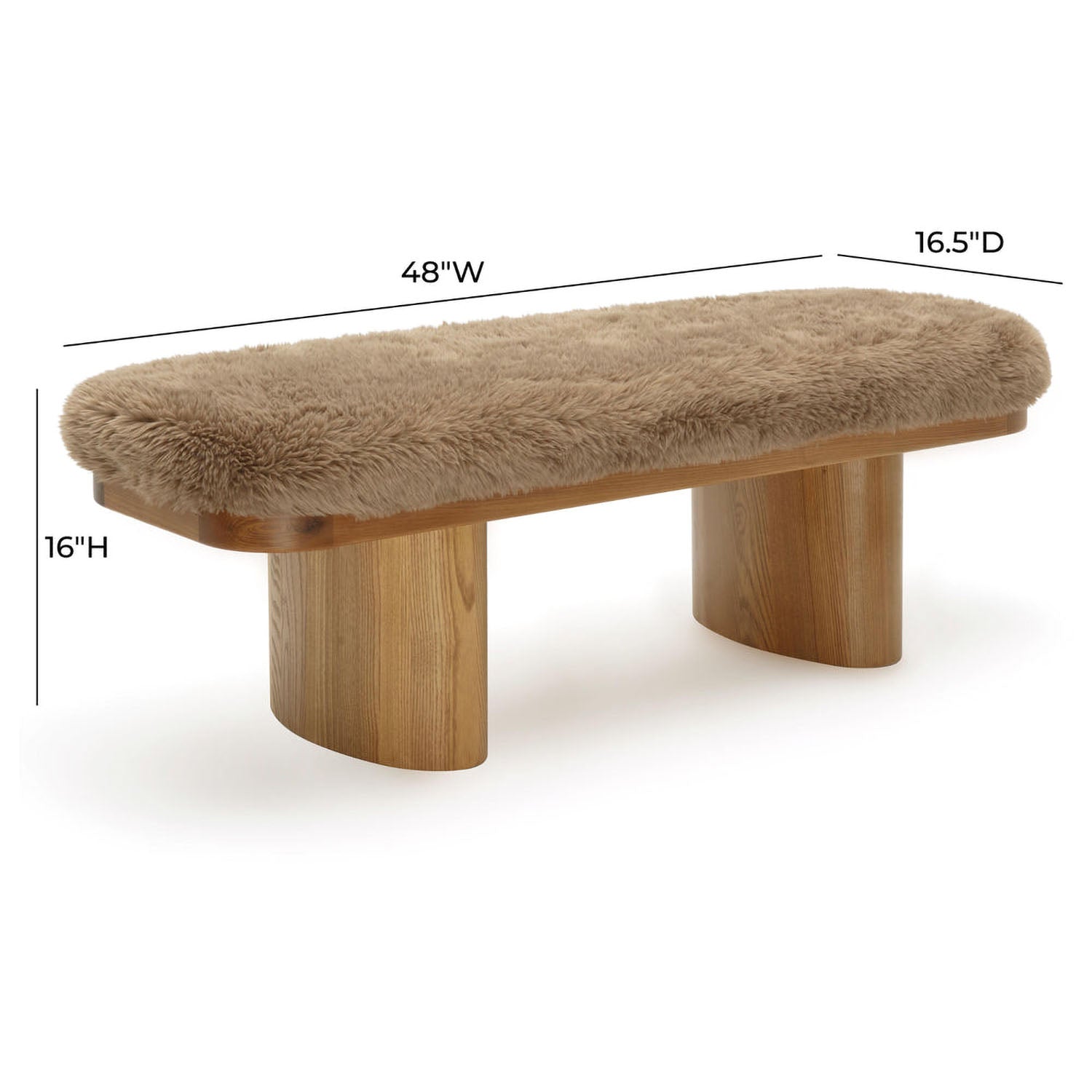 TOV Furniture Ollie Straight Vegan Shearling Bench