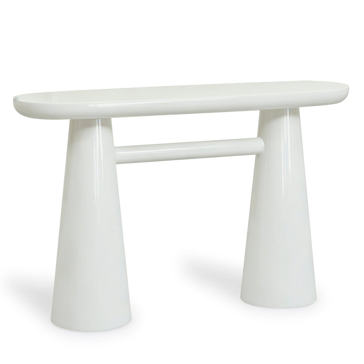 TOV Furniture Baila Cream Glossy Lacquer Console Table in cream glossy lacquer, primary product view