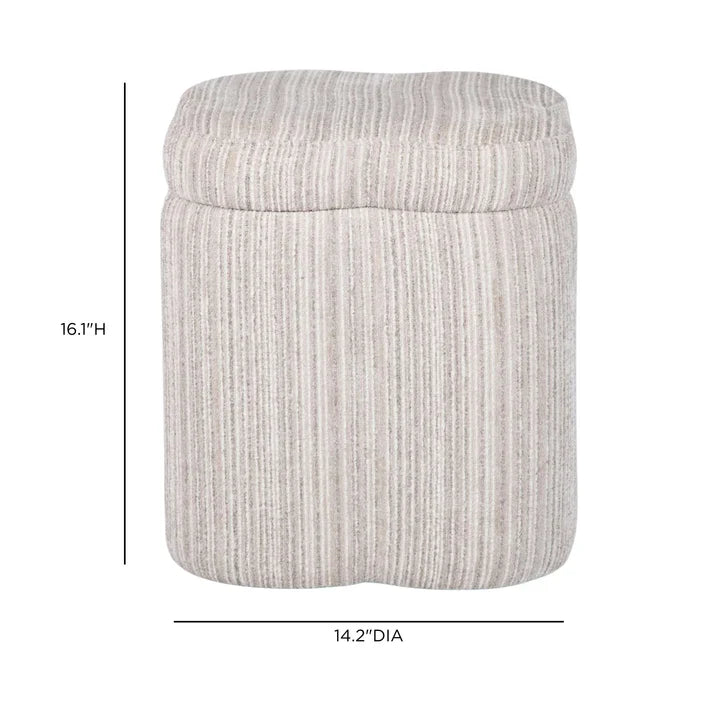 TOV Furniture Lilou Cream Striped Jacquard Storage Accent Stool