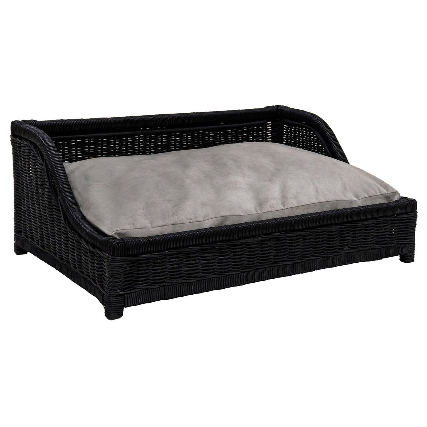 TOV Furniture Poppy Black Rattan Small Pet Bed