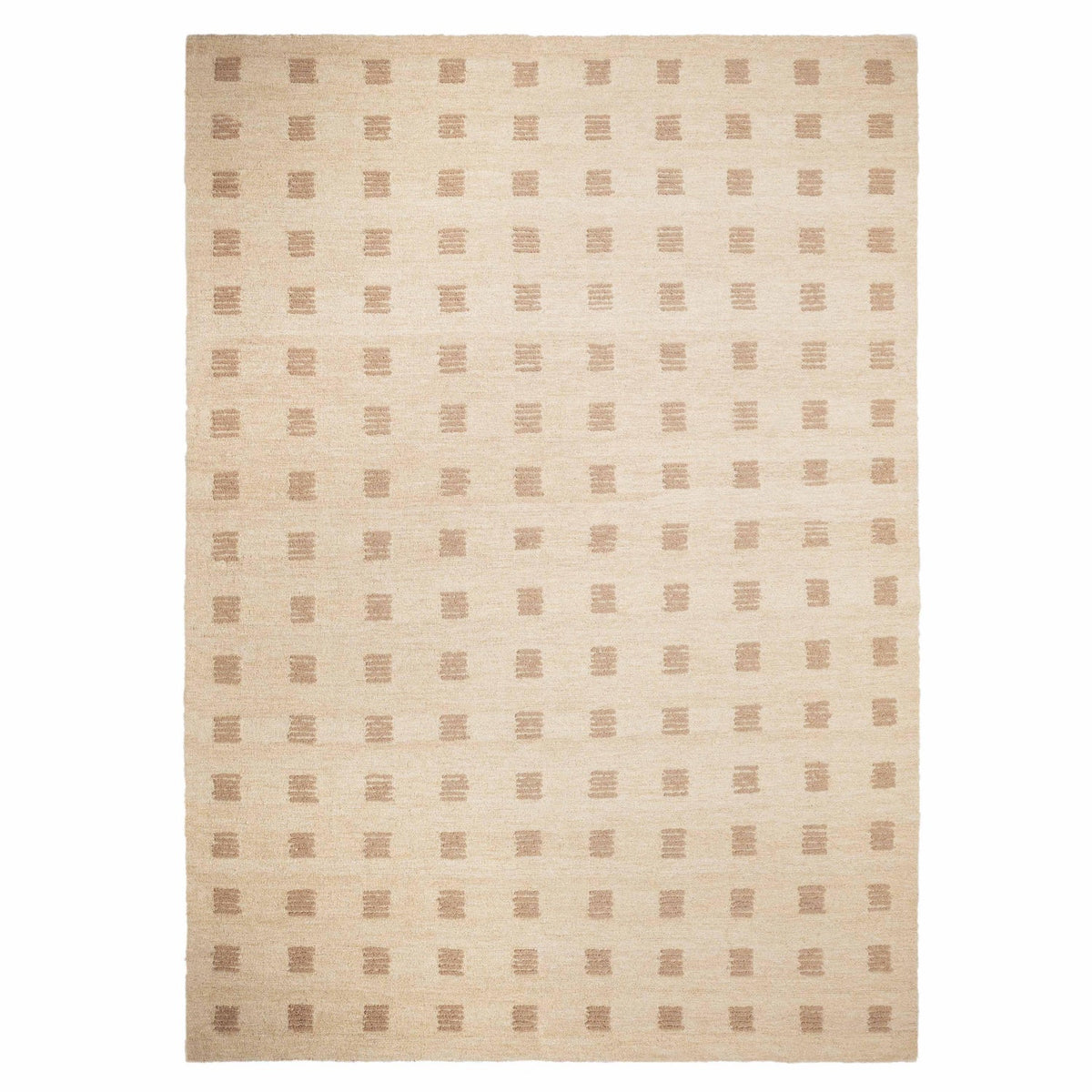TOV Furniture Hari Natural Hand-Tufted Rug in natural cotton-wool with a tonal checker pile, primary product view