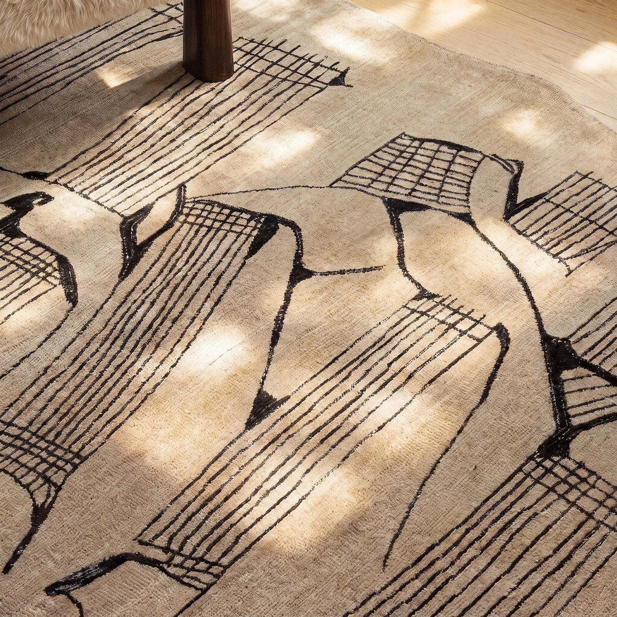 TOV Furniture Mezzo Natural Hand Tufted Wool Area Rug in natural high-low wool, primary product view