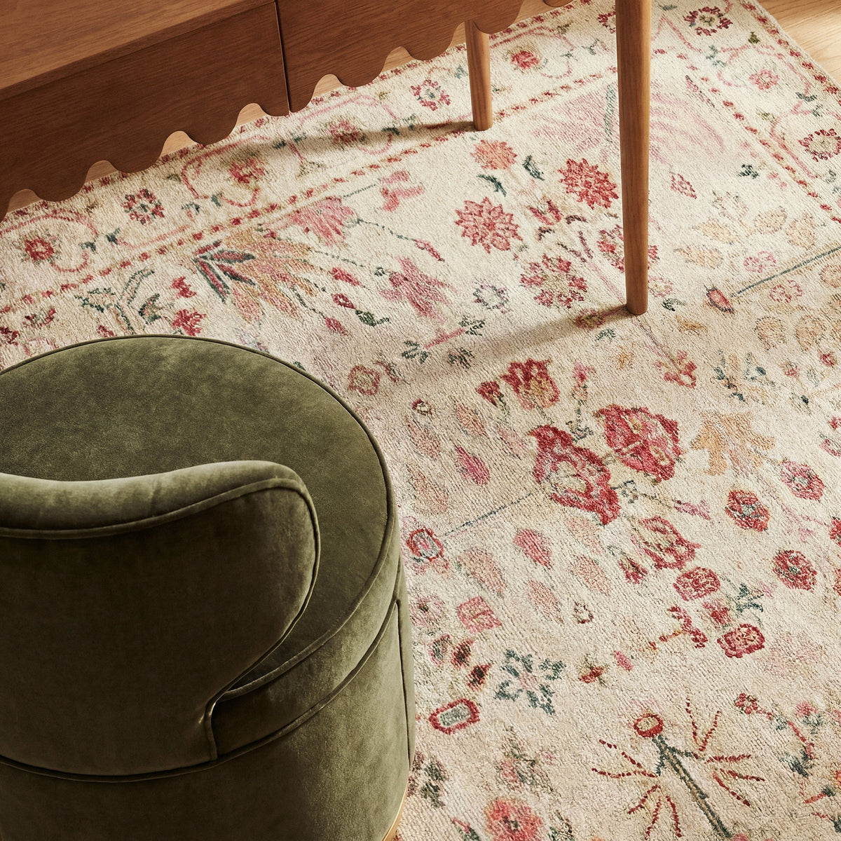 TOV Furniture Jardin Hand Woven Wool Area Rug in multicolor high-low wool, primary product view