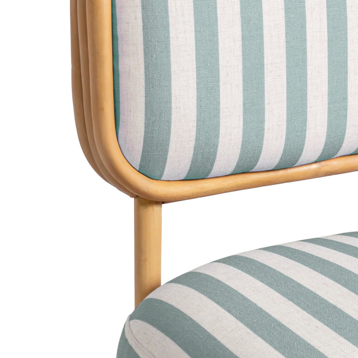 TOV Furniture Dorine Mint Striped Performance Linen Rattan Accent Chair