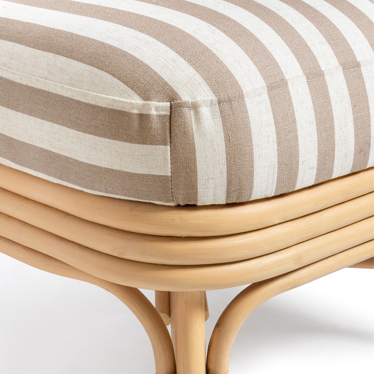 TOV Furniture Dorine Khaki Striped Performance Linen Rattan Accent Chair
