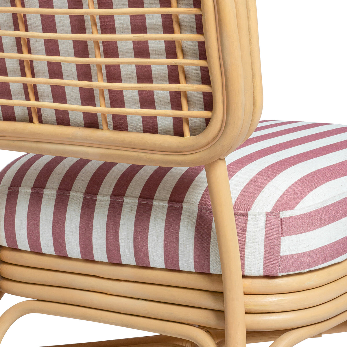 TOV Furniture Dorine Cherry Striped Performance Linen Rattan Accent Chair
