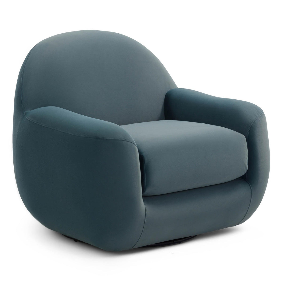 TOV Furniture Tiago Performance Velvet Swivel Accent Chair in dark teal performance velvet, primary product view