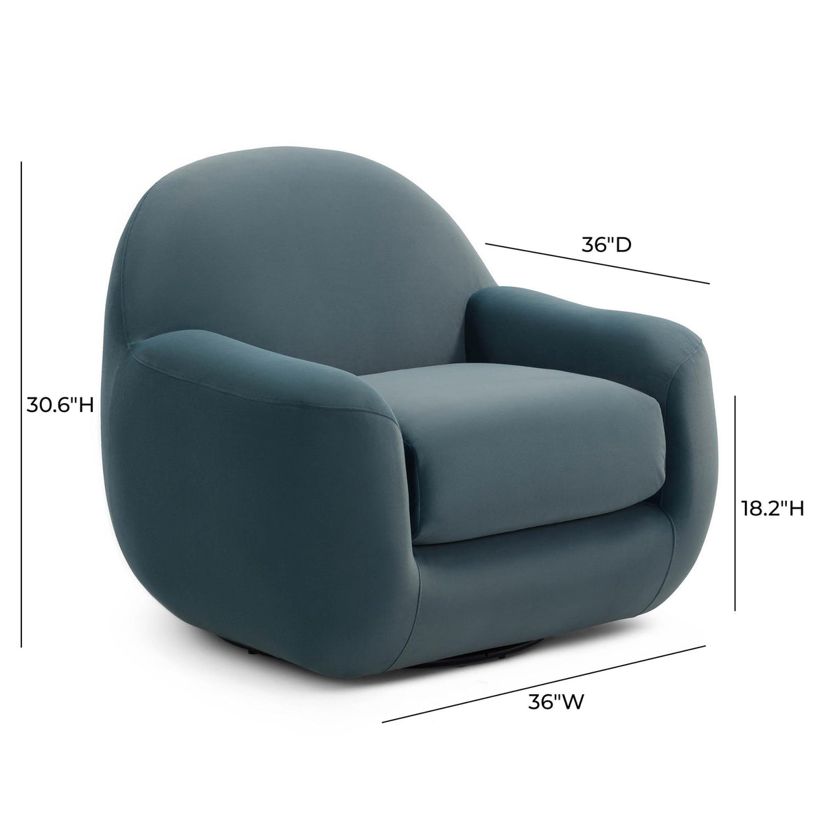 TOV Furniture Tiago Dark Teal Performance Velvet Swivel Chair