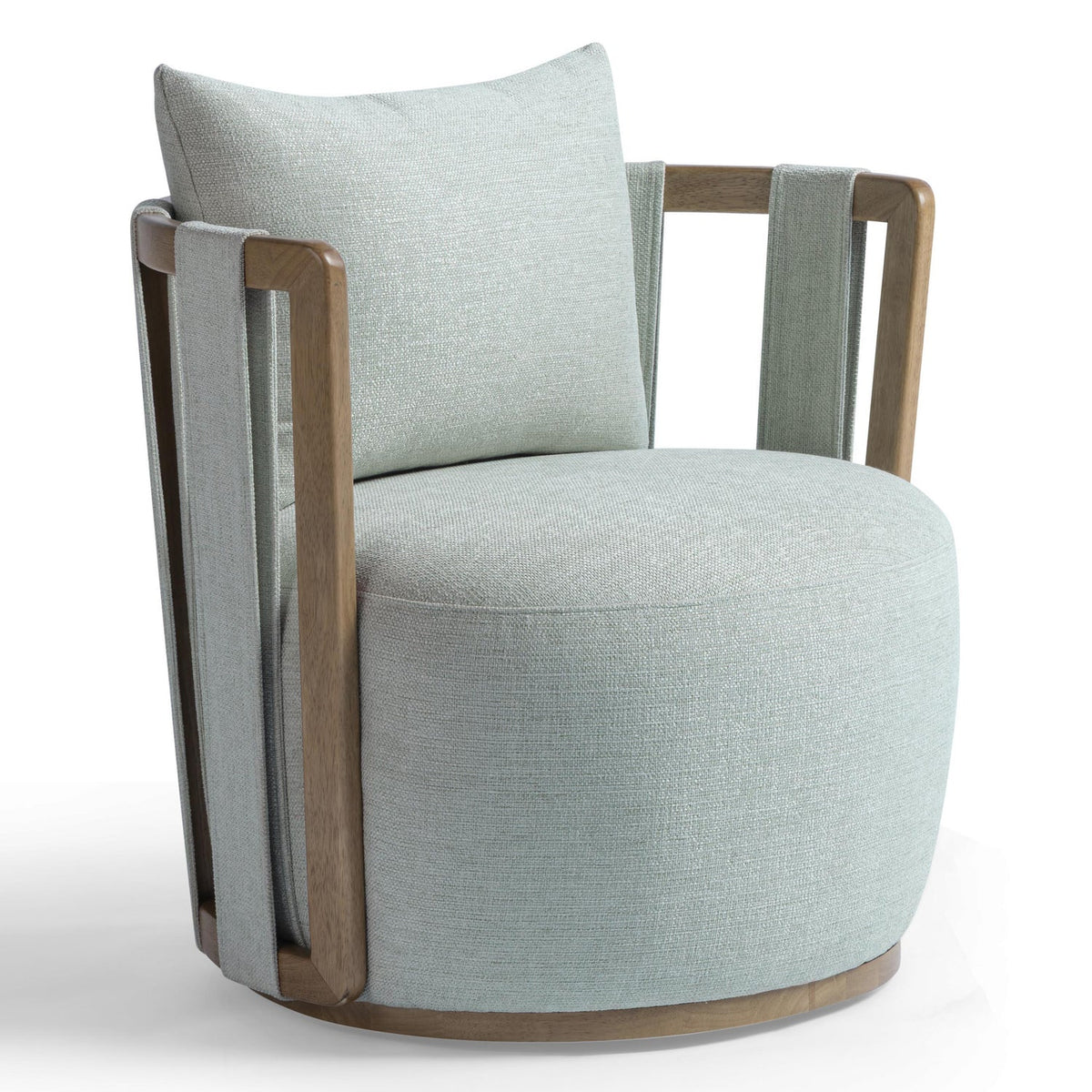TOV Furniture Paolo Textured Weave Swivel Accent Chair in mint green woven fabric, primary product view