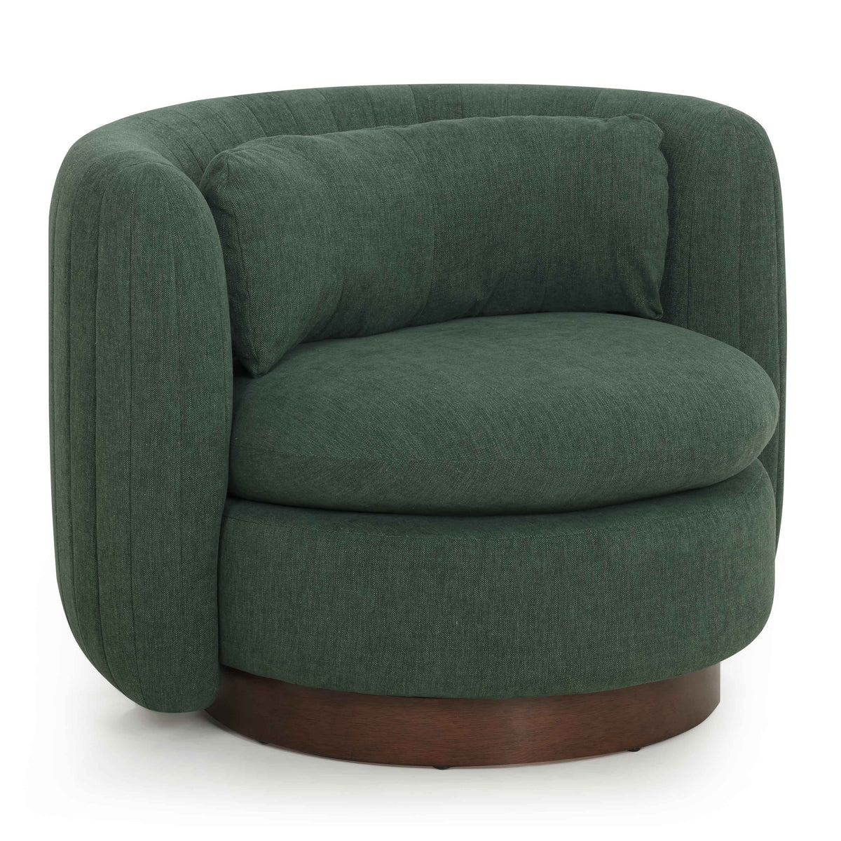 TOV Furniture Nura Green Chenille Swivel Chair in forest green chenille, primary product view