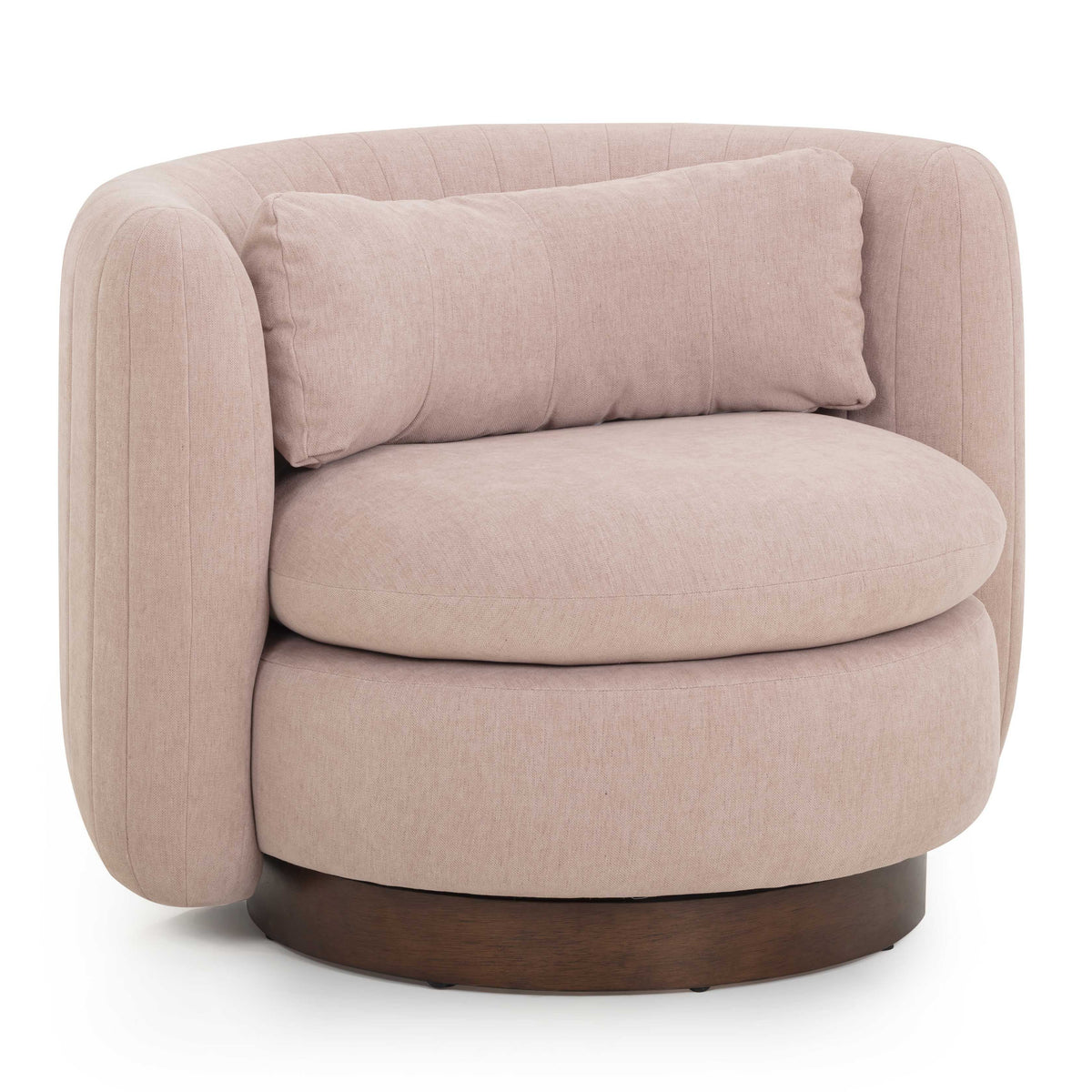 TOV Furniture Nura Pink Chenille Swivel Chair in blush pink chenille, primary product view