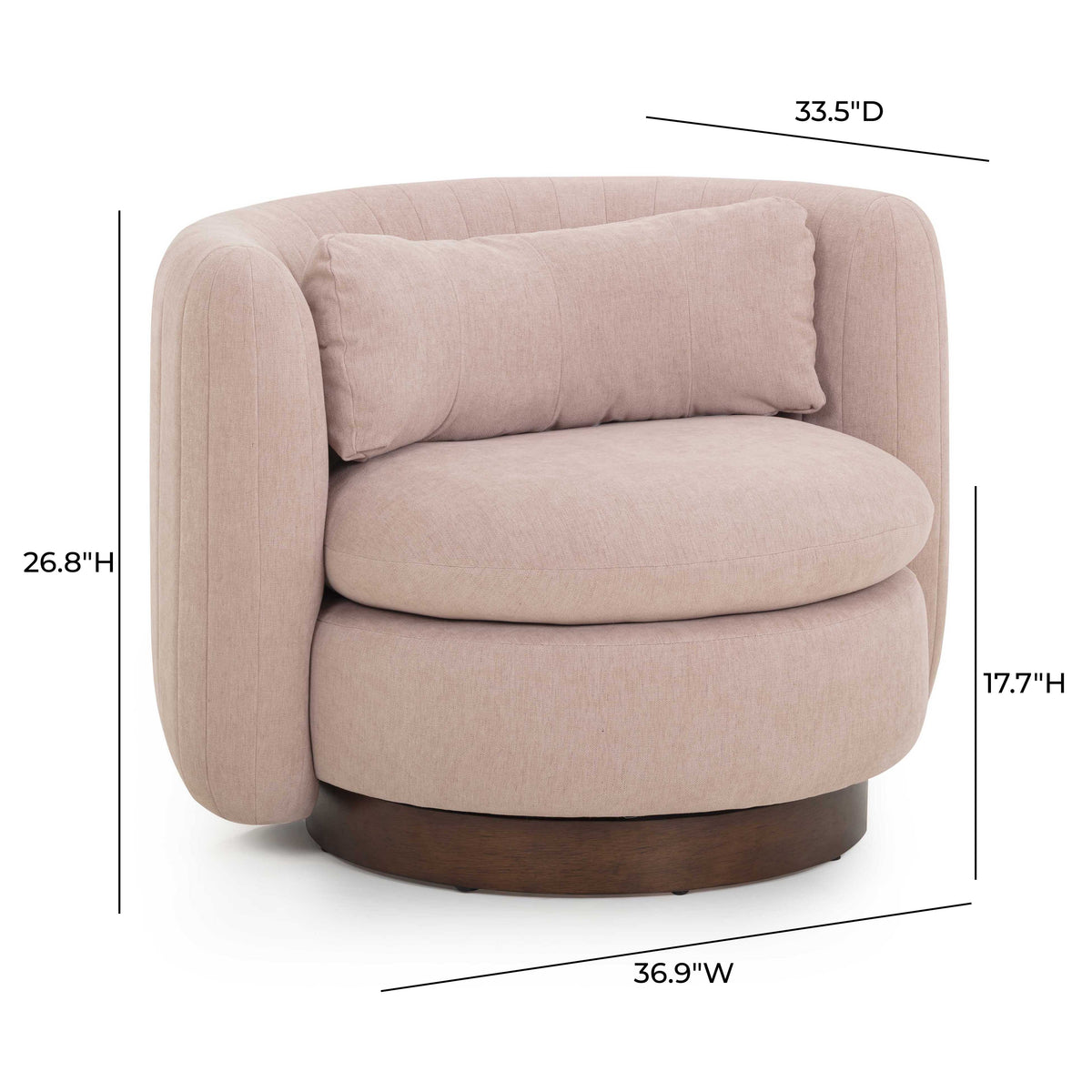 TOV Furniture Nura Pink Chenille Swivel Chair