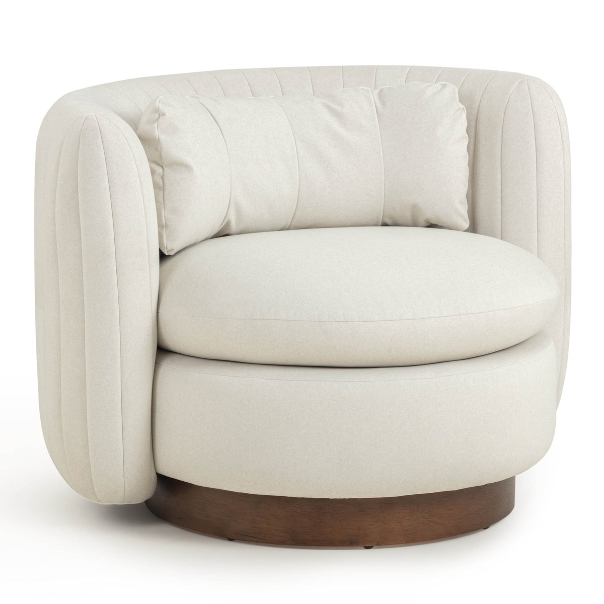 TOV Furniture Nura Cream Performance Vegan Mohair Swivel Chair in cream faux mohair, primary product view