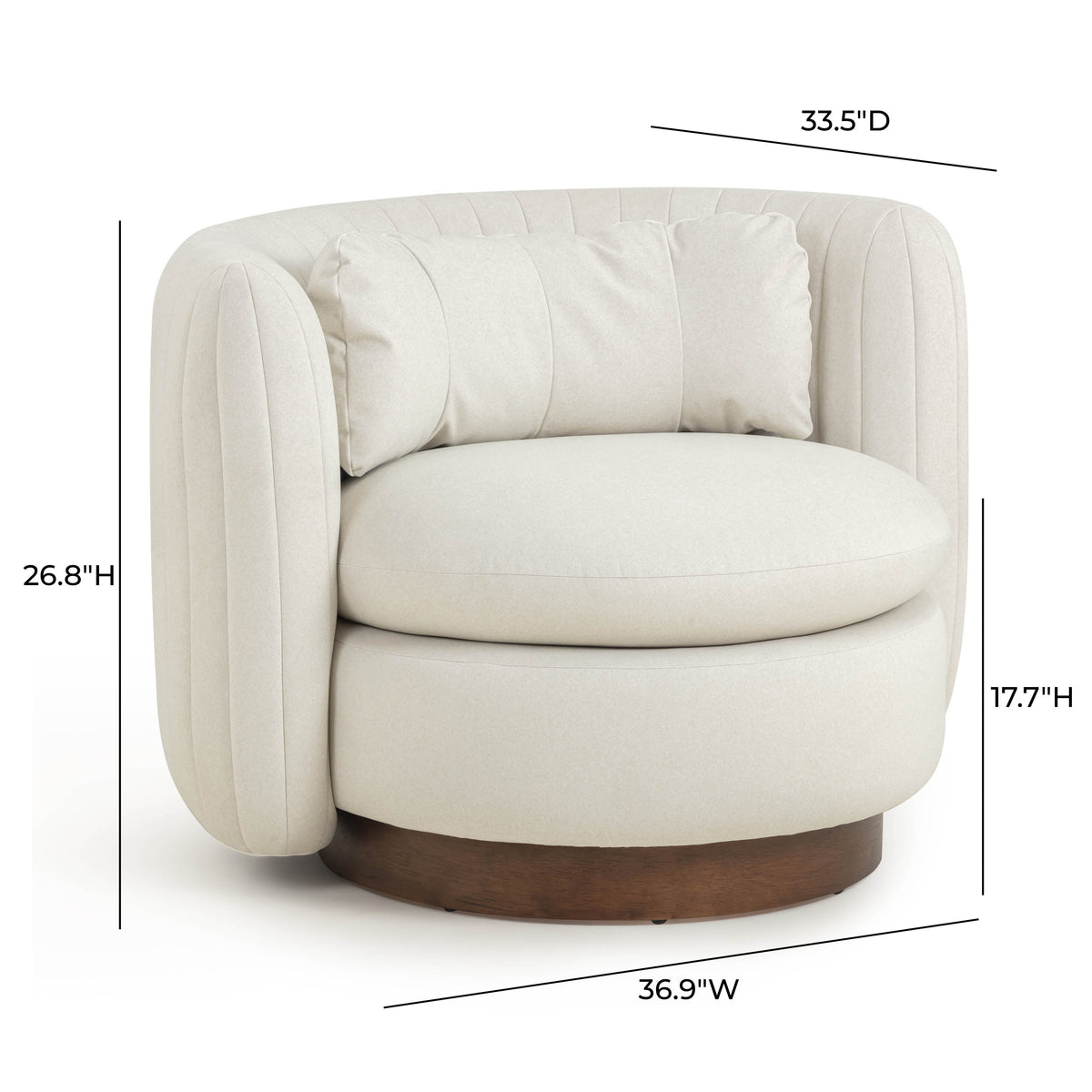 TOV Furniture Nura Cream Performance Vegan Mohair Swivel Chair