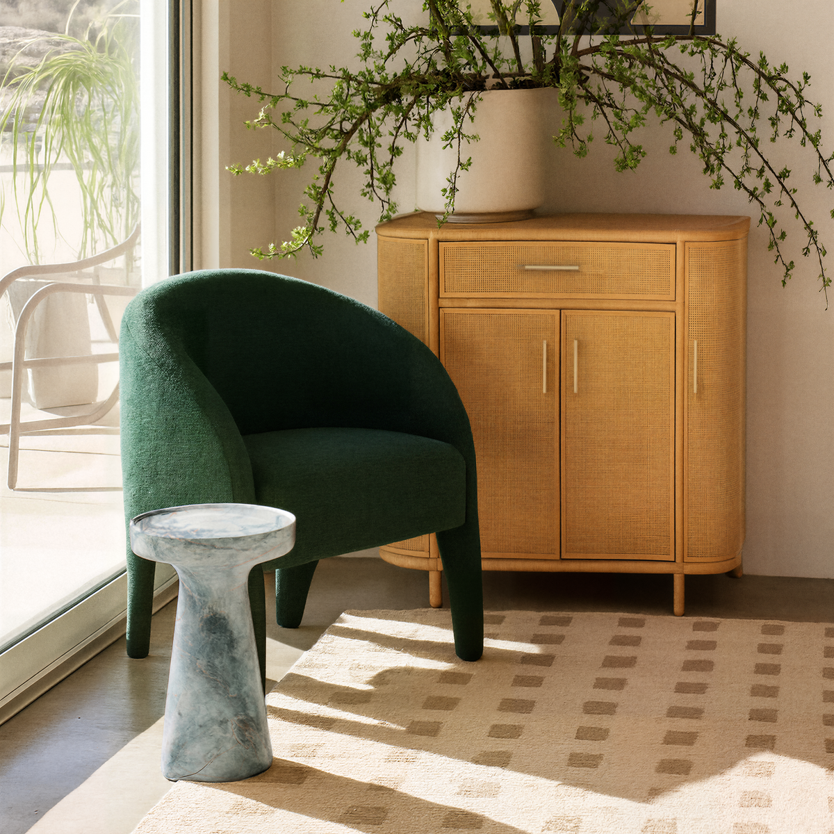 TOV Furniture Kris Forest Green Chenille Accent Chair