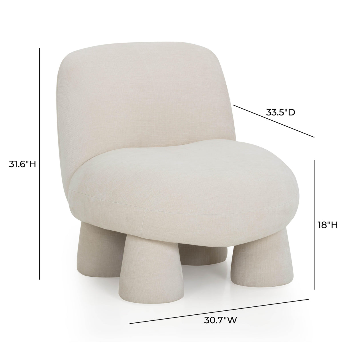 TOV Furniture Stomp Cream Upcycled Performance Chenille Accent Chair