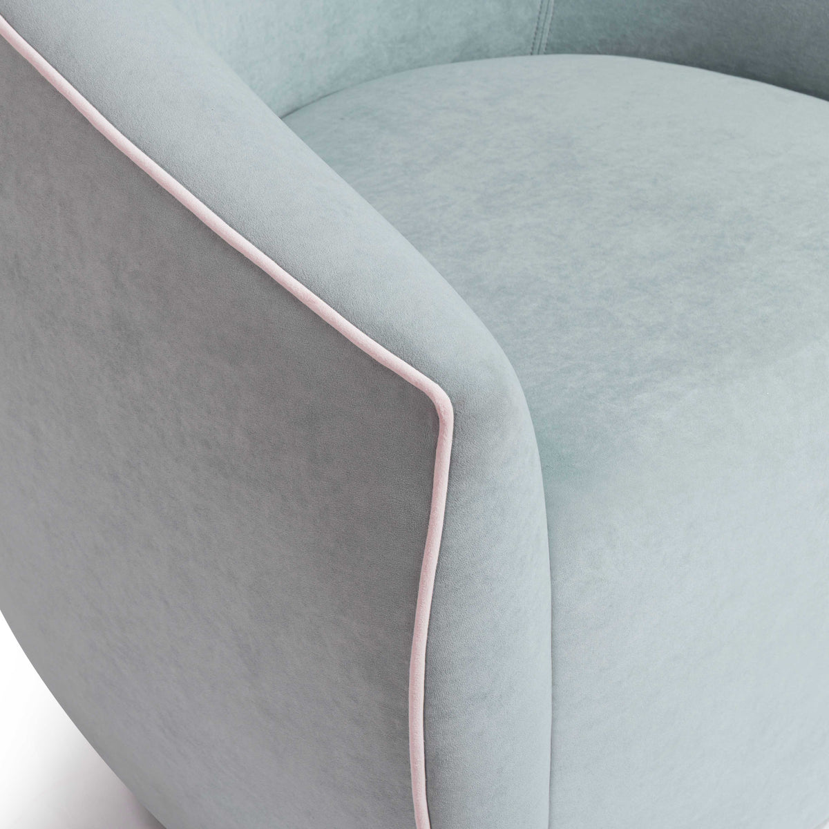 TOV Furniture Jordan Blue Contrast Piping Performance Velvet Swivel Chair