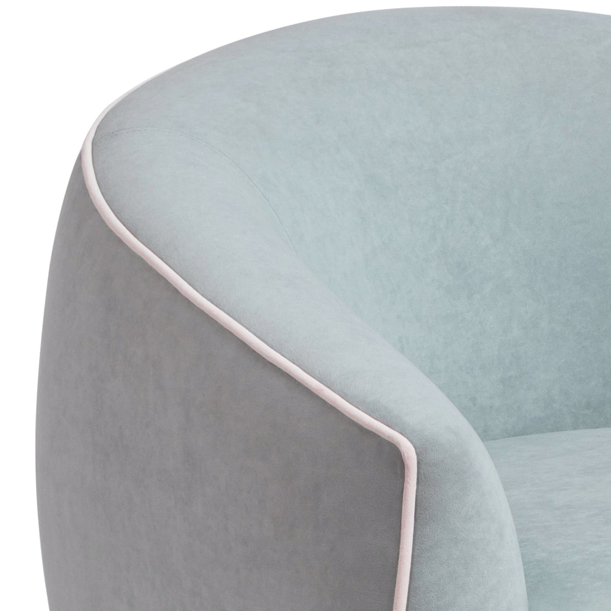 TOV Furniture Jordan Blue Contrast Piping Performance Velvet Swivel Chair