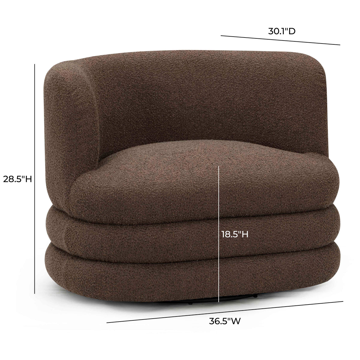 TOV Furniture Astor Brown Performance Boucle Swivel Hotel Lounge Chair