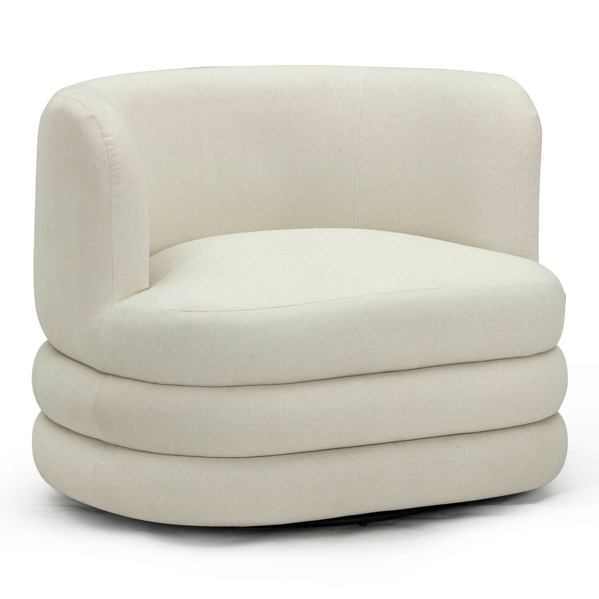TOV Furniture Astor Cream Performance Faux Mohair Swivel Lounge Chair in cream performance faux mohair, primary product view
