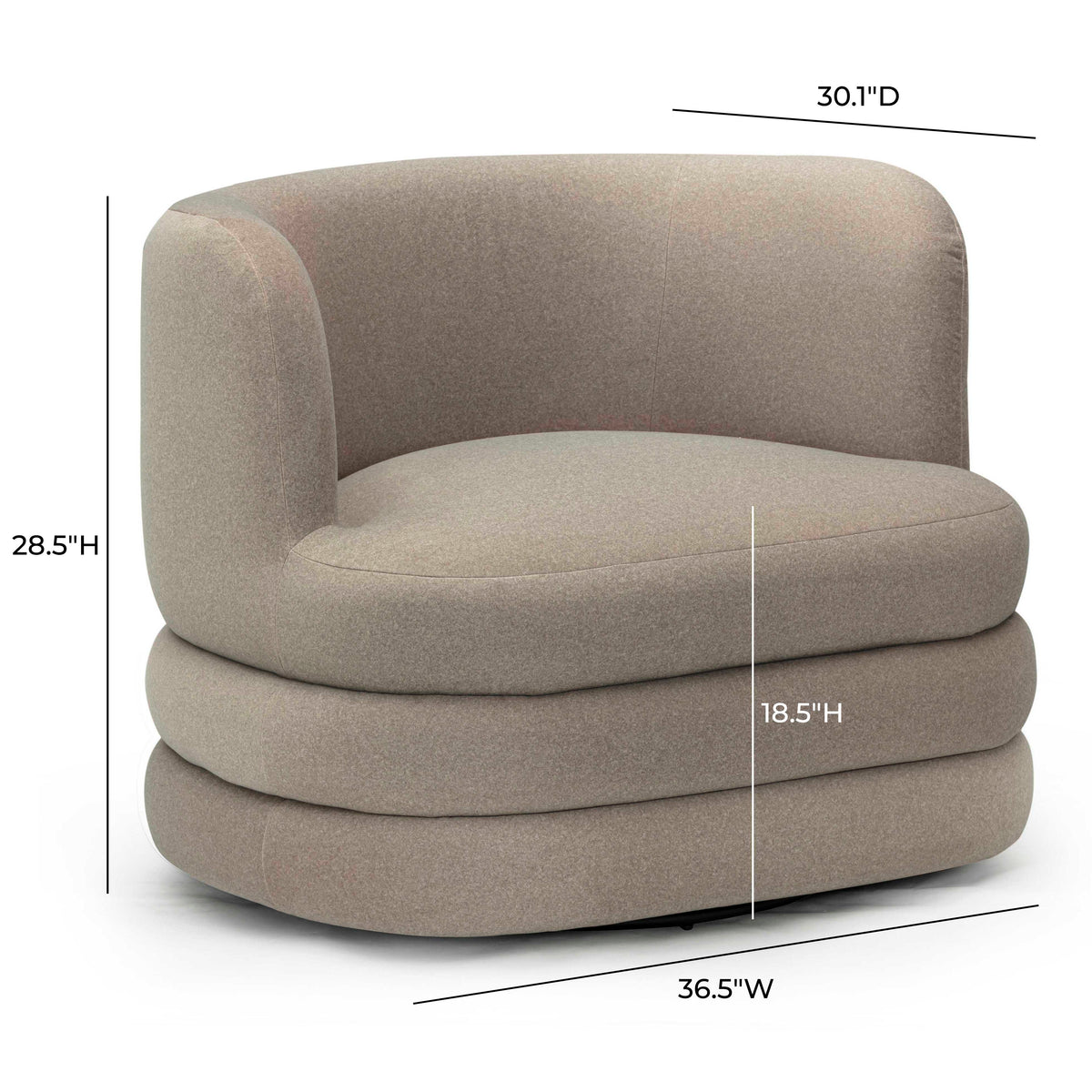 TOV Furniture Astor Taupe Performance Faux Mohair Swivel Lounge Chair