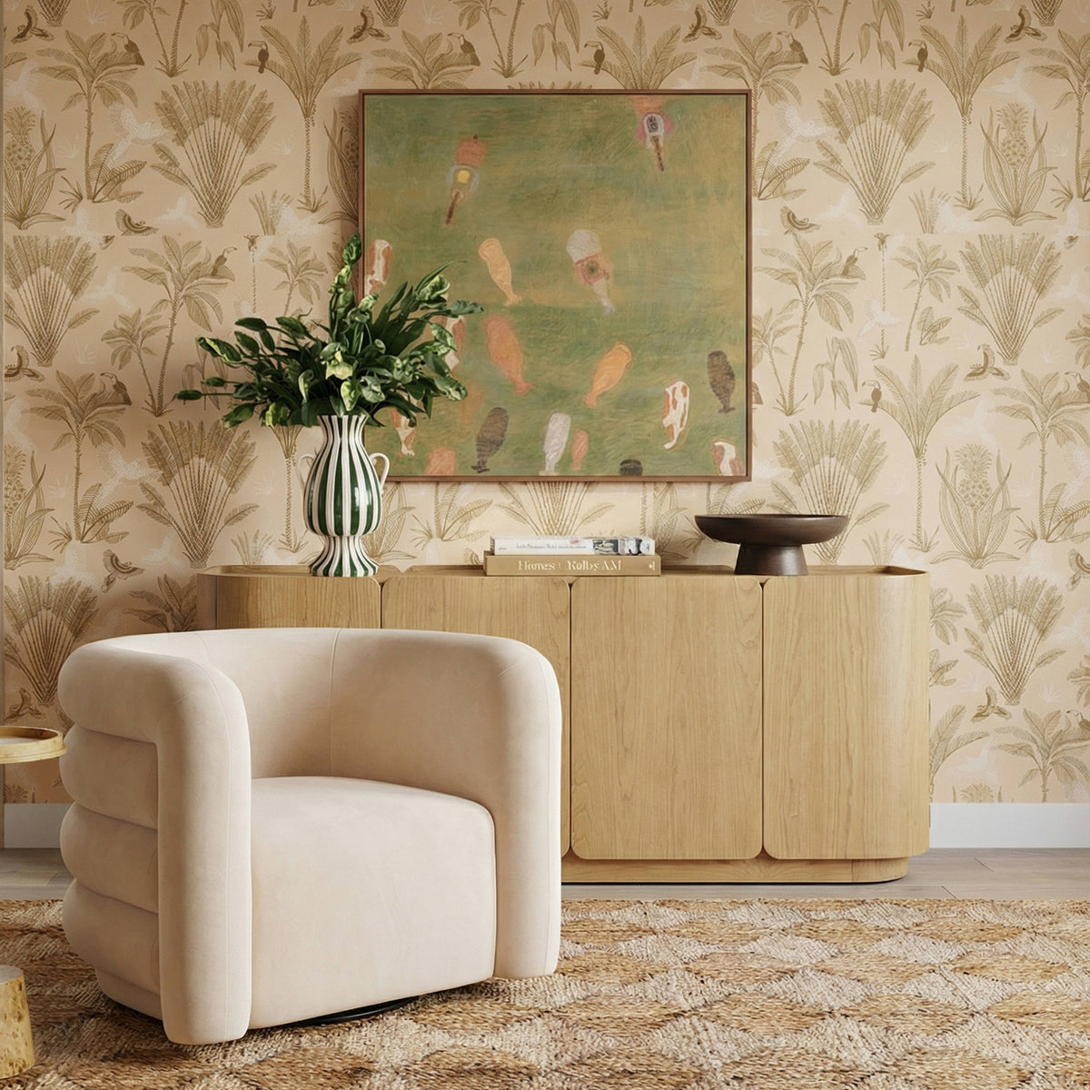 TOV Furniture Curves Peach Performance Velvet Swivel Chair