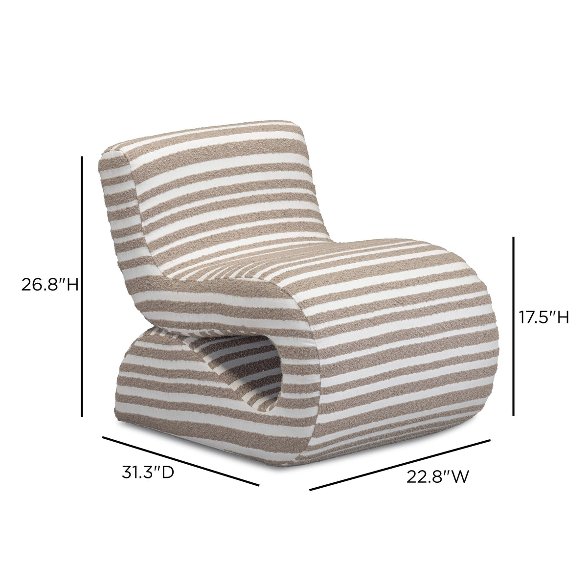 TOV Furniture Senna Taupe Organic Stripes Jacquard Accent Chair