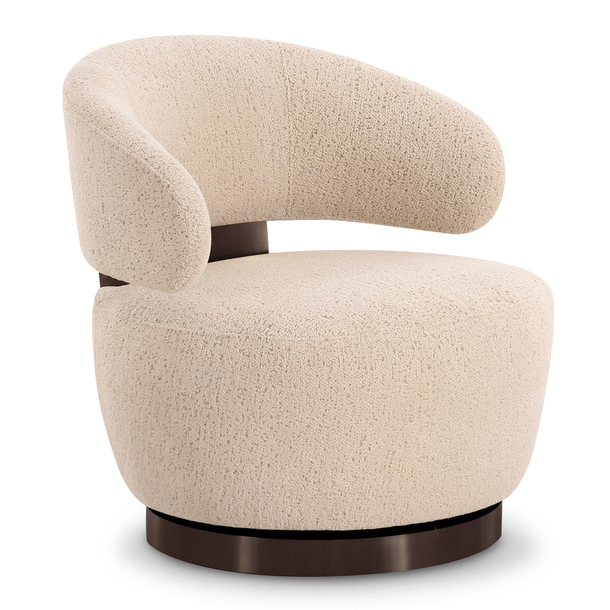 TOV Furniture Austin Cream Performance Boucle Swivel Accent Chair in cream boucle, primary product view