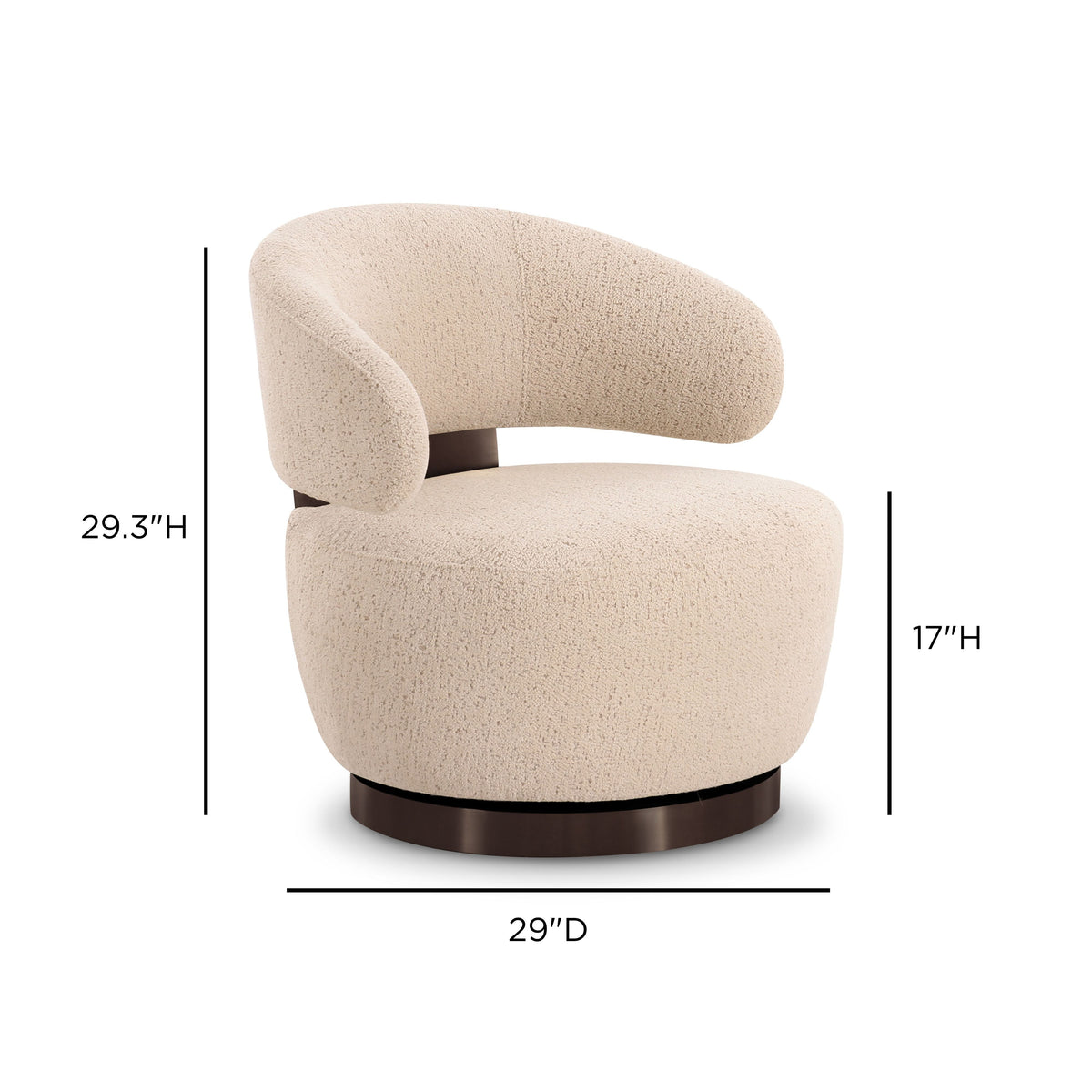 TOV Furniture Austin Cream Performance Boucle Swivel Accent Chair