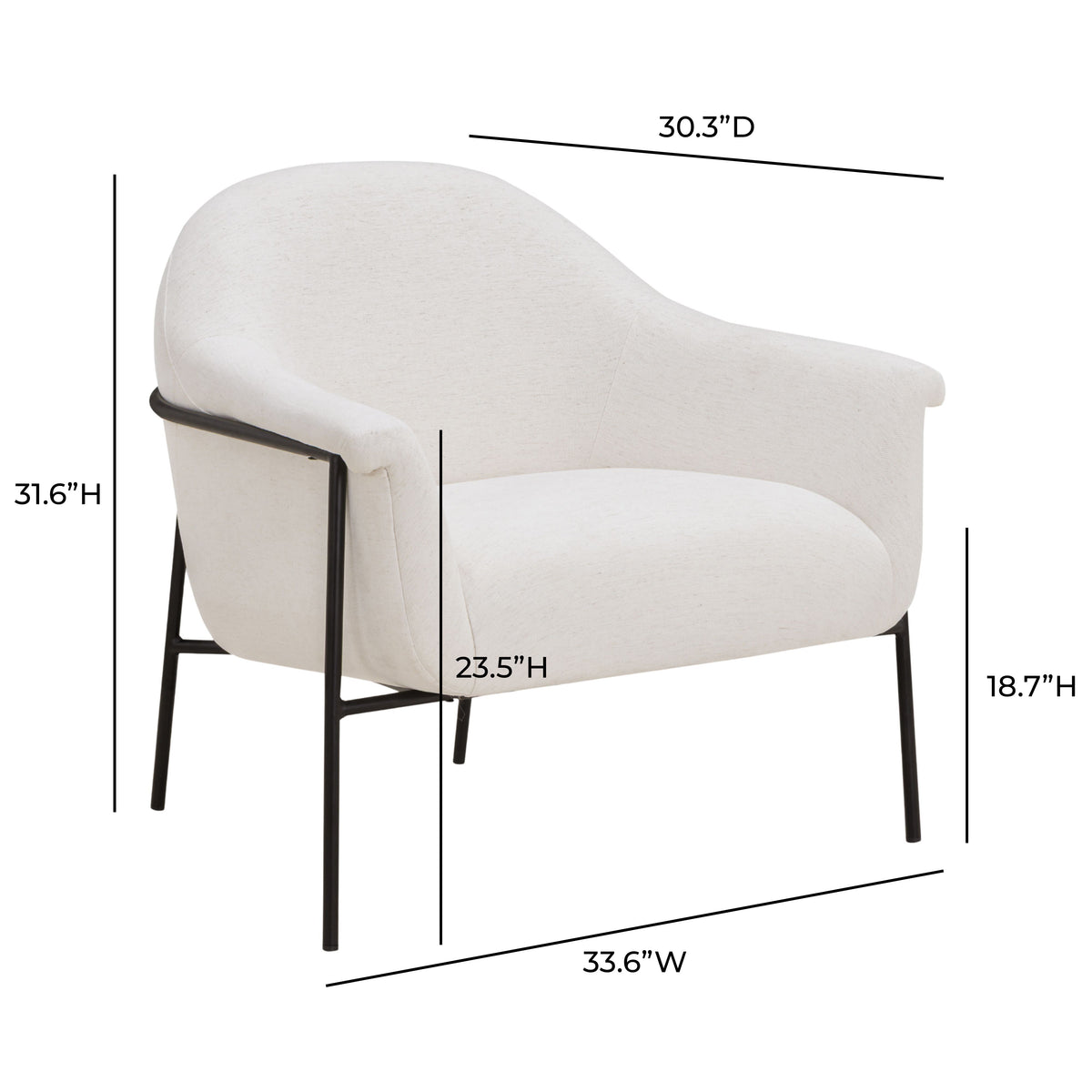 TOV Furniture Lua Cream Performance Chenille Accent Chair