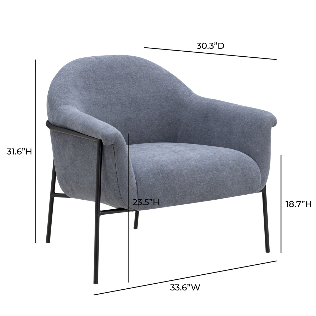 TOV Furniture Lua Blue Performance Chenille Accent Chair