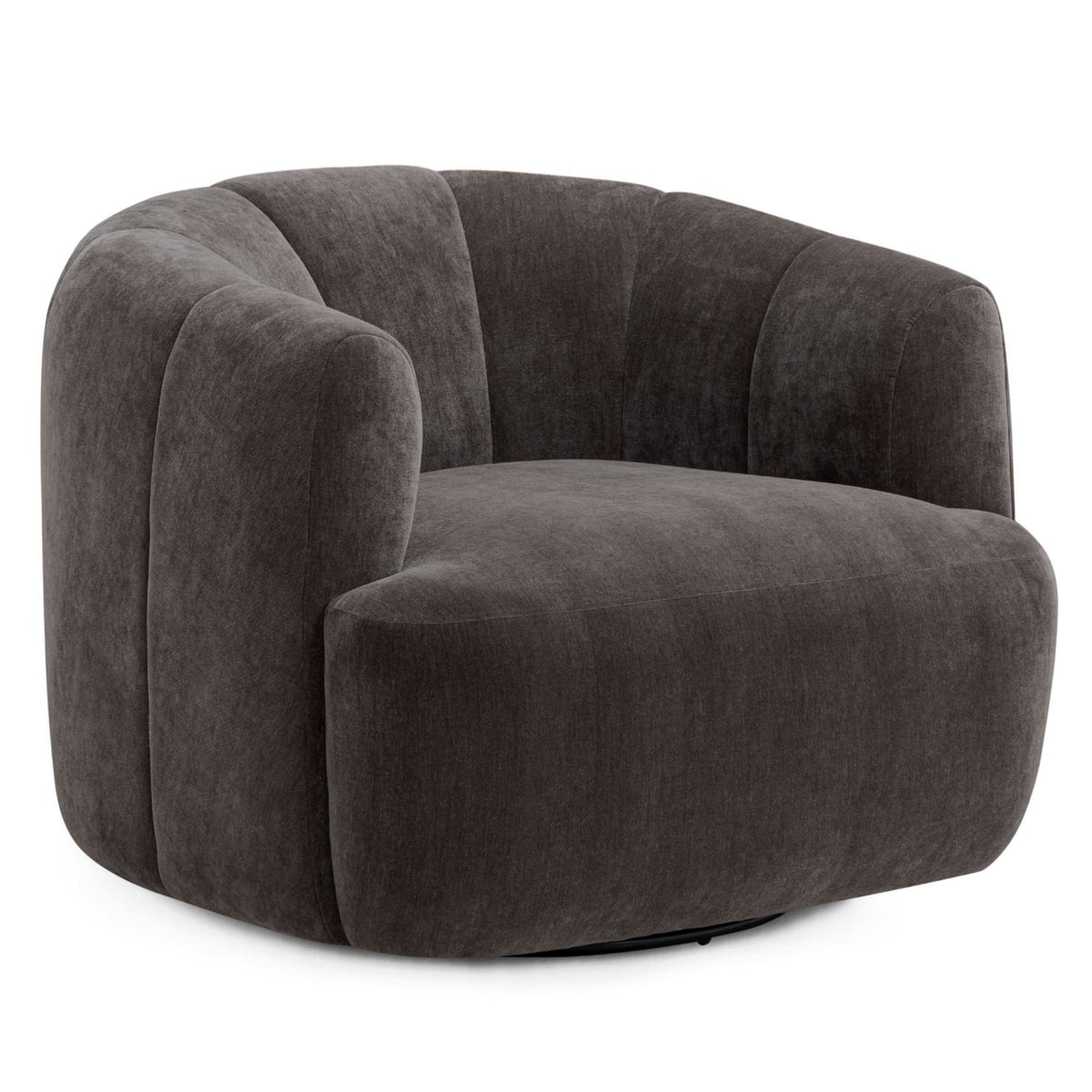 TOV Furniture Jasmine Storm Upcycled Basketweave Swivel Chair in Storm Grey Fabric, primary product view