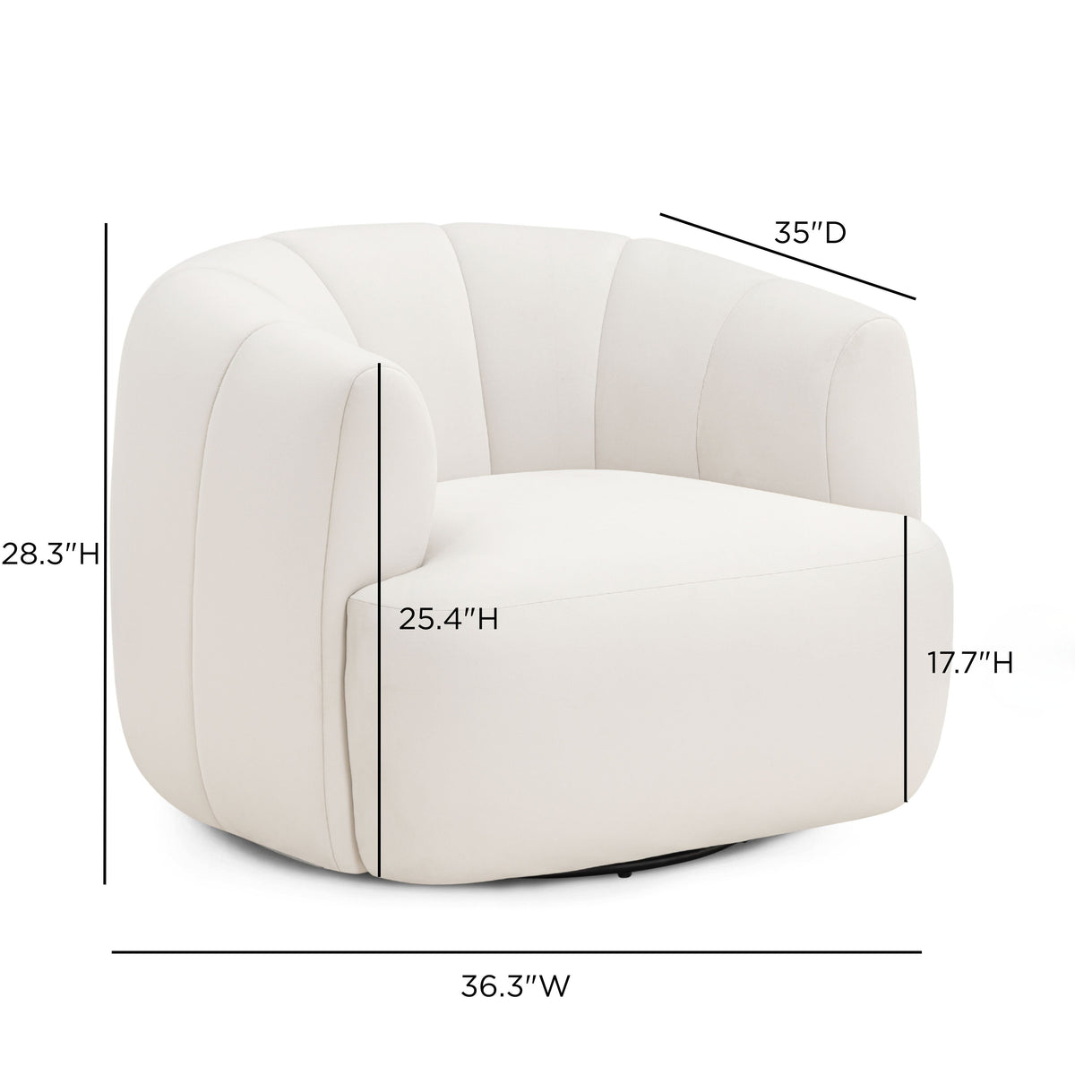 TOV Furniture Jasmine Cream Performance Velvet Swivel Chair